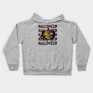 Halloween vintage grungy spooky carved pumpkin. Kids Hoodie